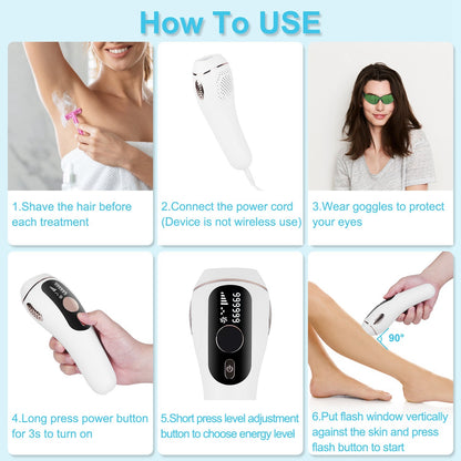 US Local 1Pc Laser Hair Removal For Woman Man Ice Cooling Permanent IPL Hair Remover With Painless 999999 Flashes Home Use Lasting Hair Reduction For Armpits Legs Arms Bikini Line