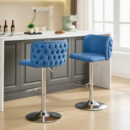 US Local Furniture,Swivel Barstools Adjusatble Seat Height, Modern PU Upholstered Bar Stools With The Whole Back Tufted, For Home Pub And Kitchen Island