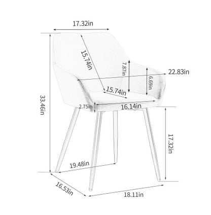 US Local Leisure Modern Living Dining Room Accent Arm Chairs Club Guest With Strong Black Metal Legs, Set Of 2, TEDDY Fabric Beige