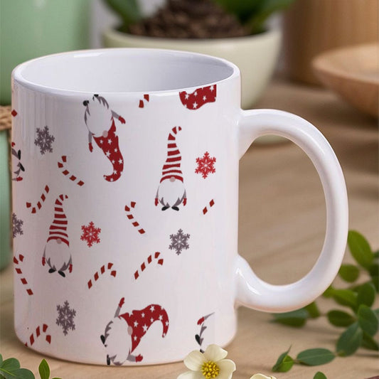 POD US Local White mug with full print, Christmas Dwarf, Red 0085