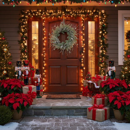 US Local Christmas Pine Wreath Pinecone & Greenery Holiday Door Decoration Pre-Lit Or Natural Style For Festive Home Decor FBA Shipment