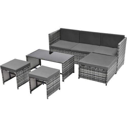 UK Local Lounge Set, Garden Furniture Set, Ratten Sofa, Seating Group, Patio Furniture, Grey