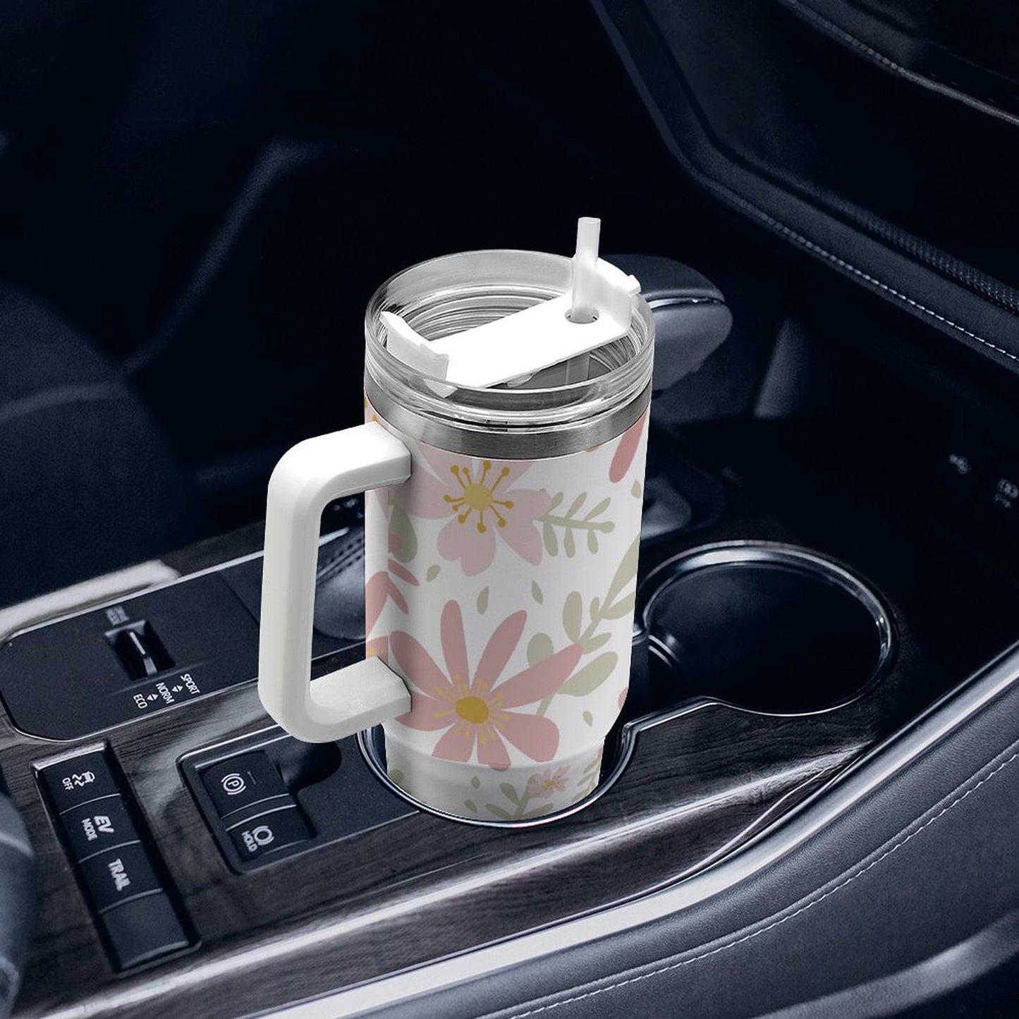 PHDT00110 POD US Local Tumbler 40 oz Large Capacity Car Cup Pink, Flower