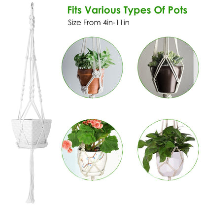 US Local 2Pcs Plant Hanger Flowerpot Net Bag 40in Cotton Rope Plant Hangers 4Legs Plant Hanger Fit For Round Or Square Plant Pot