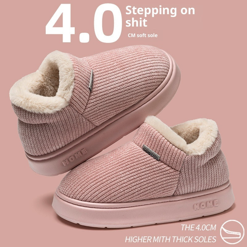 Ankle Wrap Cotton Slippers Women's Indoor Plush Thermal Non-slip Cotton-padded Shoes