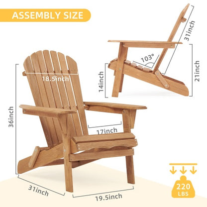 US Local Wooden Outdoor Folding Adirondack Chair 2 Piece Set Of Wooden Lounge Patio Chairs
