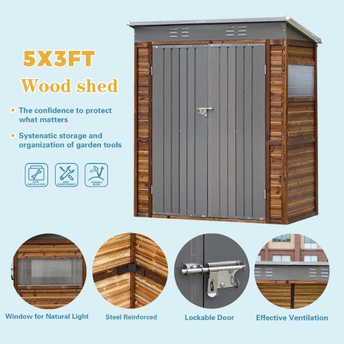3x5FT Iron Wood Combination Tool Shed   A Perfect Blend Of Nature And Functionality