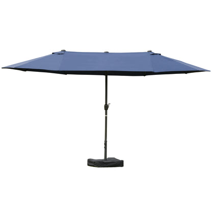 US Local 15ft Double-Sided Patio Umbrella Rust-Resistant Steel Umbrella For Poolside Shade, For Easy Crank Deck, Pool, Patio, Dark Blue