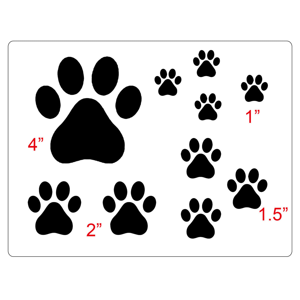 US Local Two Counts Dog Paw Cat Paw Print Stencils Sheet Template, Various Paw Print Sizes,
