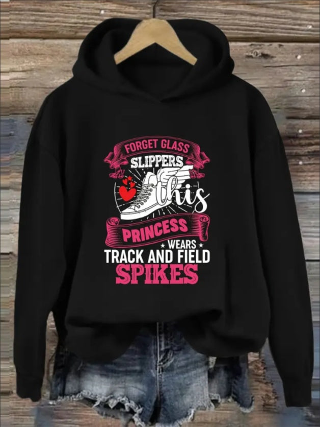 Women'S Casual Rib-Knit Hoodie With Alphabet & Slogan Print, Polyester Knit Fabric, Fall Winter Fashion, Christmas & Halloween Themed Hooded Sweatshirt