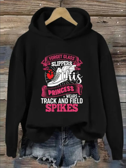 Women'S Casual Rib-Knit Hoodie With Alphabet & Slogan Print, Polyester Knit Fabric, Fall Winter Fashion, Christmas & Halloween Themed Hooded Sweatshirt