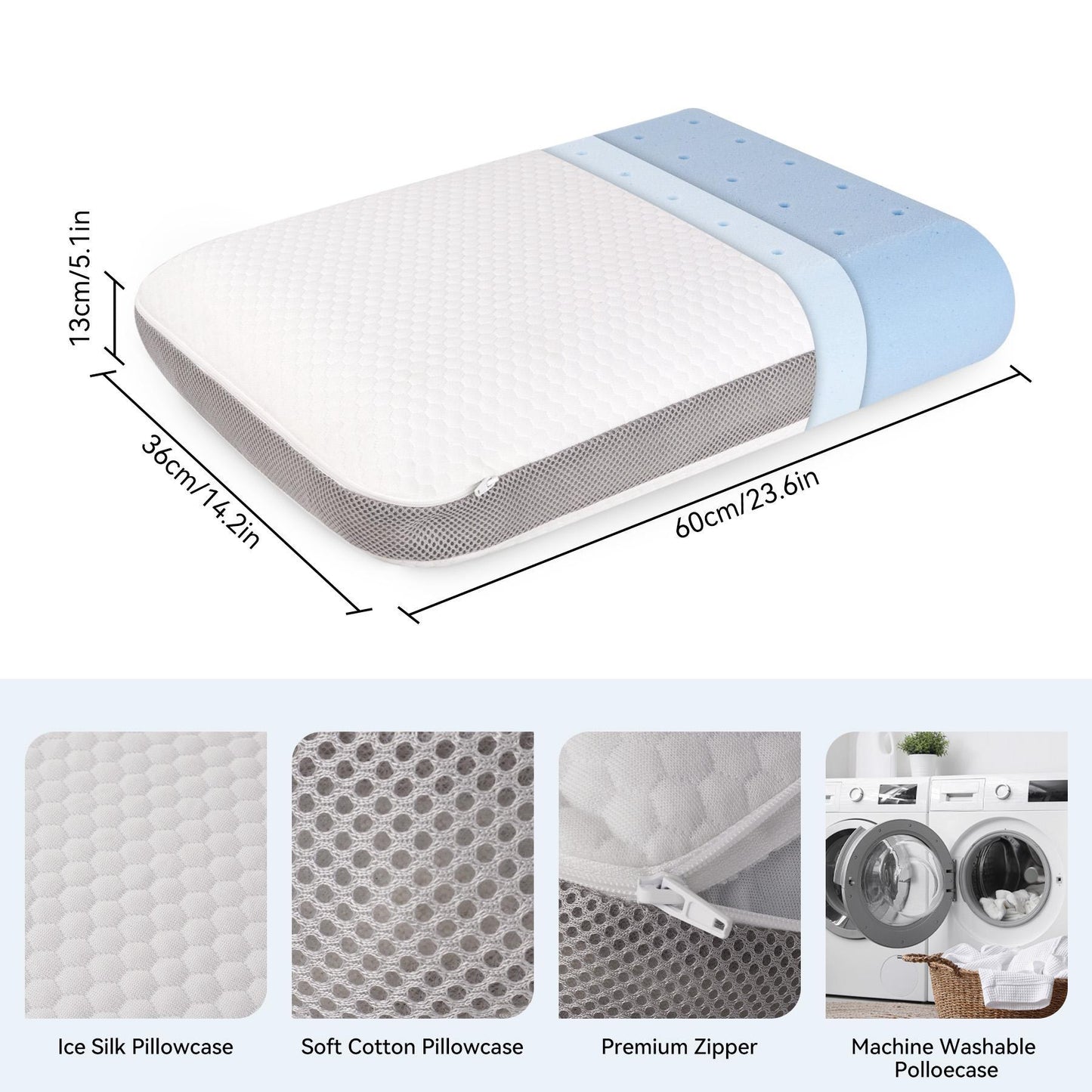 US Local Bread Pillow - Ultra-soft Memory Foam, Slow Rebound Fits The Cervical Spine, A Must-have For Side Sleeping Without Ear Pressure