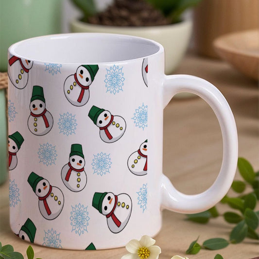 POD US Local White mug with full print, Christmas Snowman Snowflake 0065