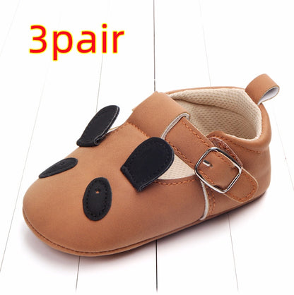 US Local Spring and autumn cartoon animal baby shoes matte leather non-slip soft bottom