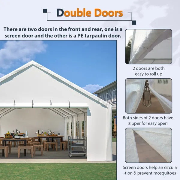 US Local 20x40FT Party Tent Heavy Duty, Large Wedding Event Shelters With 3 Carry Bags & Removable Sidewalls, Outdoor Canopy Gazebo Commercial Tents For Parties Carport Camping Garden Patio
