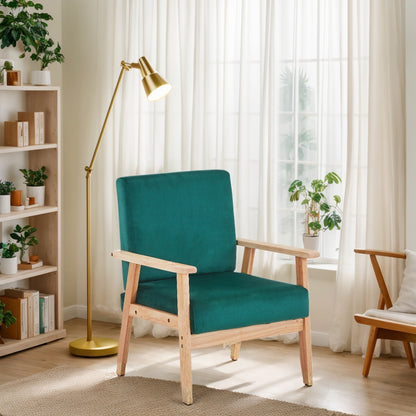 US Local Velvet Accent Chair Relaxing Armchair With Solid Wood Frame For Living Room