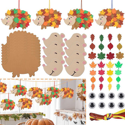 8 Pcs Fall Hedgehog Craft Kits Fall Leafy Hedgehog Ornaments Decorations Art Sets With Maple Leaves Wiggle Eyes For Thanksgiving Party Art Activities Birthday