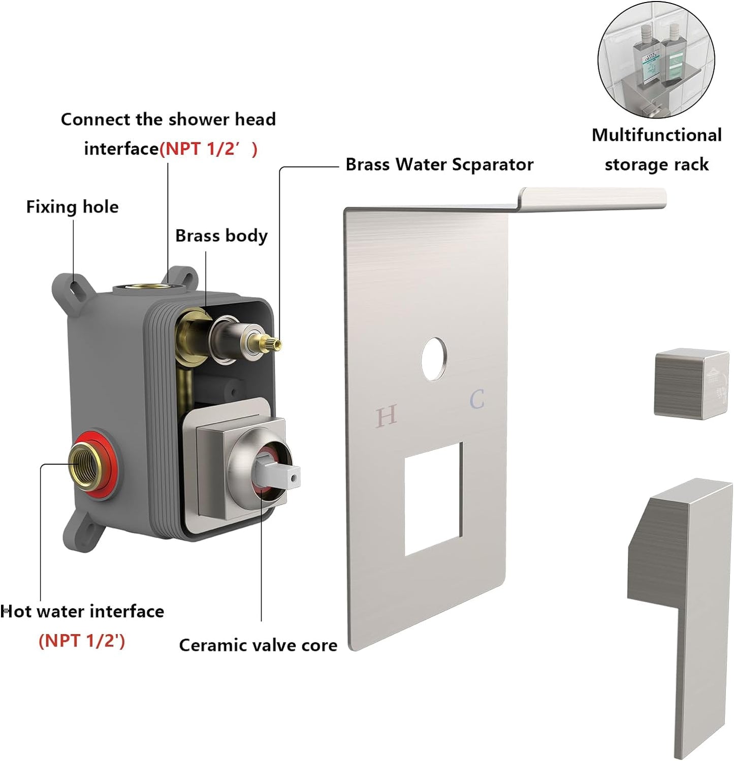 US Local Rainwater Shower System With Storage Rack, Unable To Ship On Weekends