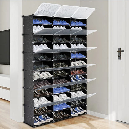 US Local 12 Layer Portable 72 Pairs Shoe Rack Storage Rack 36 Grid Tower Rack Storage Cabinet Bracket