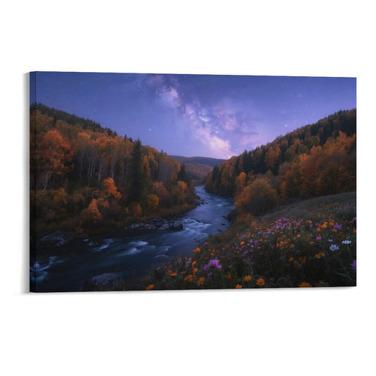 Decorative Interior Frame Painting Mountain-river-starry-autumn-4