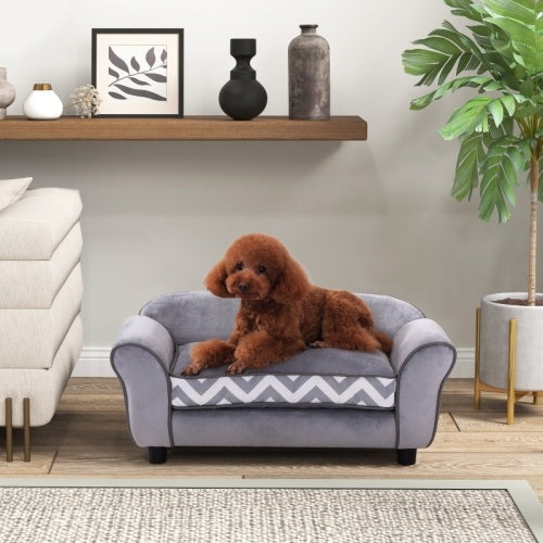 UK Local PawHut Dog Sofa Bed For XS-Sized Dogs, Cat Sofa With Soft Cushion, Pet Chair Lounge With Washable Cover, Removable Legs, Wooden Frame