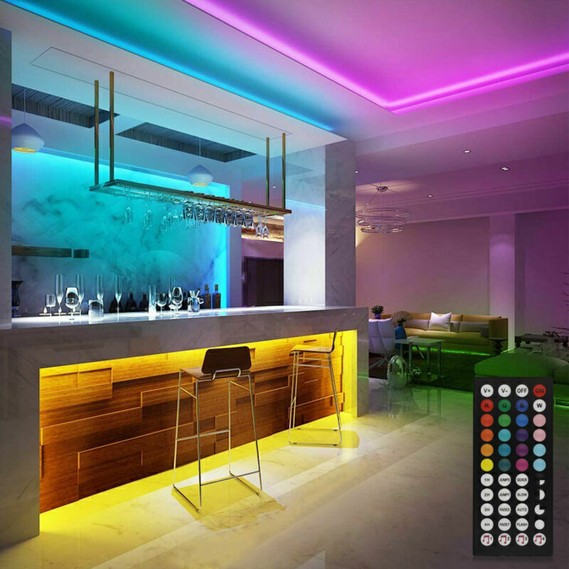 US Local BRAND NEW 5050 RGB LED Strip Bluetooth Remote Lights TV Back Lights For Bar Room