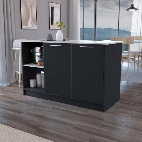 US Local Black And Onyx Double Door Cabinets Kitchen Island