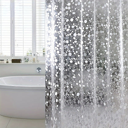 US Local 3D Pebble Pattern Shower Curtain In PEVA Durable Material, 71x71 Inches With Strong Magnets, Suitable For Shower Cabins And Bathtubs