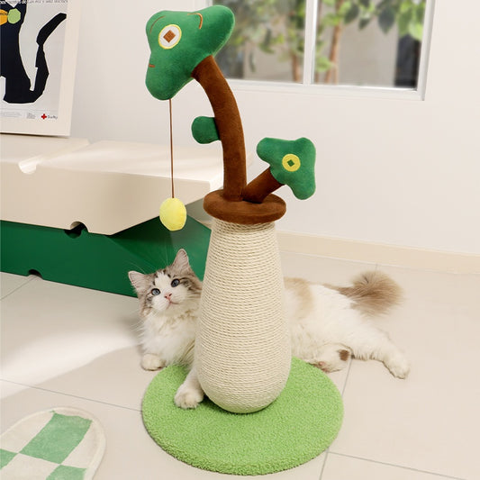 US Local Vertical Money Tree Cat Scratching Pole, Sisal Wear-Resistant Cat Scratching Column, Interactive Ball Track Spring Ball Cat Toy, Durable And Cute Sisal Cat Scratching Pole