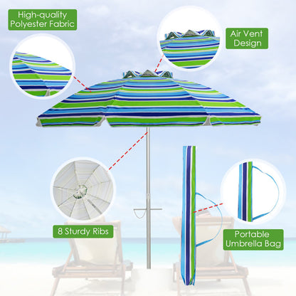 US Local 6.5 Feet Beach Umbrella With Carry Bag Without Weight Base