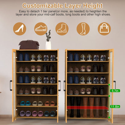 US Local 6-tier Bamboo Shoe Rack, Freestanding Shoe Cabinet