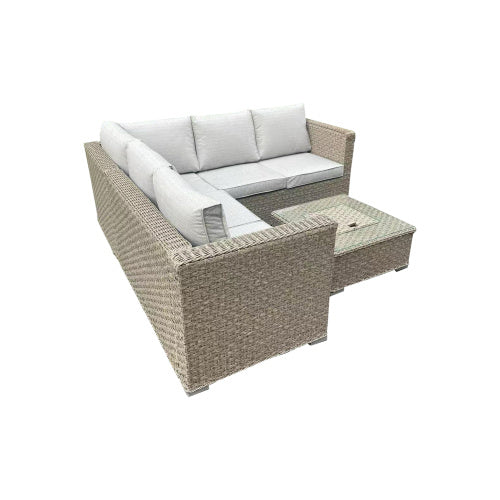 UK Local Patio Furniture Set, Waterproof Outdoor Furniture With Coffee Table,3 Seater For Porch Balcony, Brown