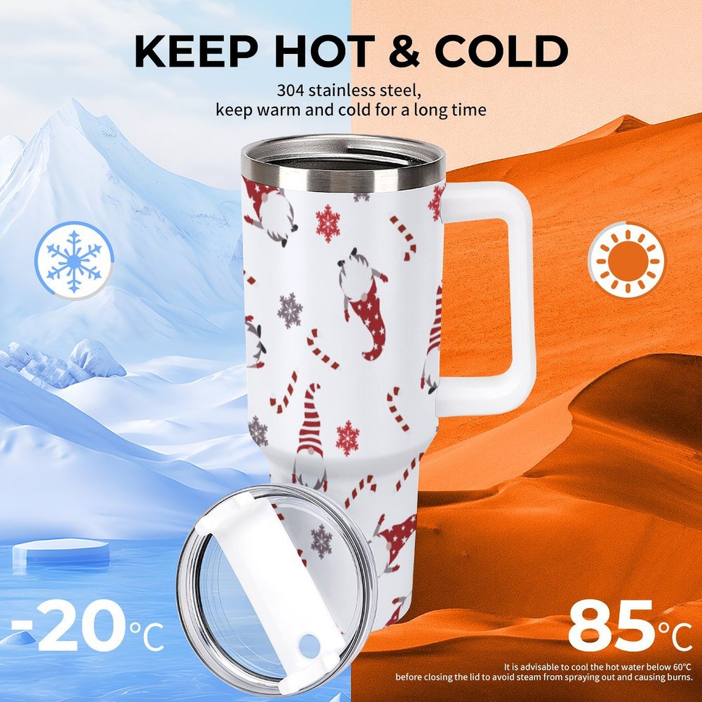 PHDT00075 POD US Local Tumbler 40 oz Large Capacity Car Cup Christmas Dwarf, Red