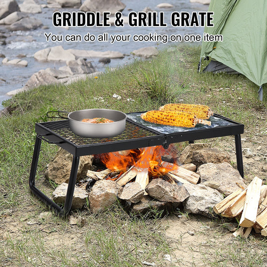 US Local VEVOR Folding Campfire Grill, Heavy Duty Steel Mesh Grate, 22.4 Portable Camping Grates Over Fire Pit, Camp Fire Cooking Equipment With Legs Carrying Bag, Grilling Rack For Outdoor Open Flame Cooking