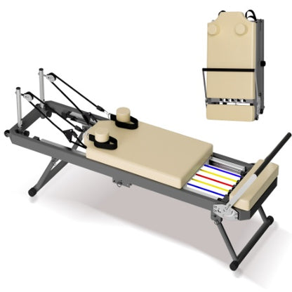 US Local Pilates Reformer Machine For Home Gym Workout, Foldable Pilates Equipment With High Strength Alloy Springs For Beginners, Up To 330lbs