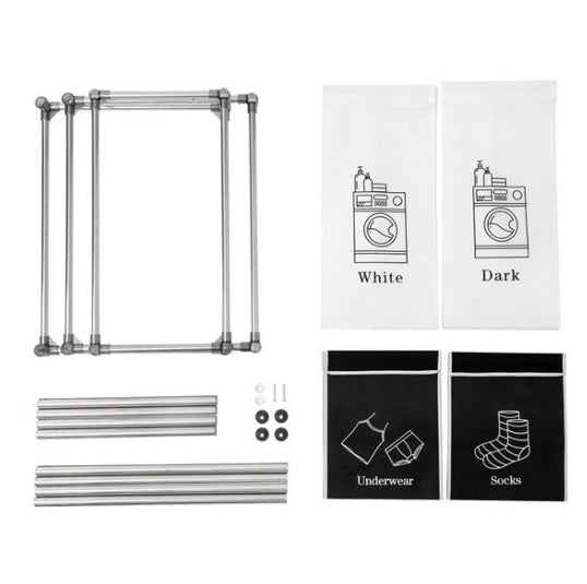 US Local Laundry Basket 2 Tiers Laundry Sorter With 4 Removable Bags For Sorting Clothes, Laundry, Light, Dark Laundry