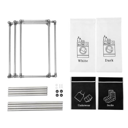 US Local Laundry Basket 2 Tiers Laundry Sorter With 4 Removable Bags For Sorting Clothes, Laundry, Light, Dark Laundry