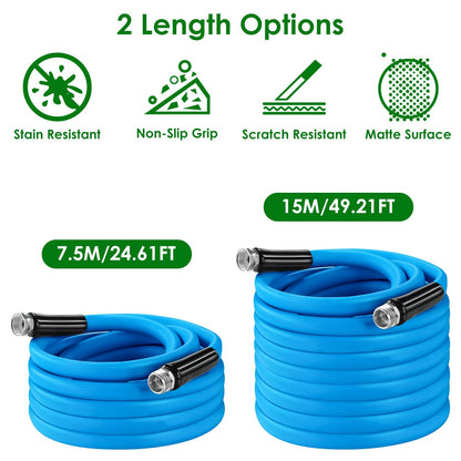 US Local 25FT-50FT Options -- 1Pc Non-Expanding Flexible Garden Hose Heavy Duty PVC Water Hose Leak-Resistant Kink-Free All-weather Burst 500PSI