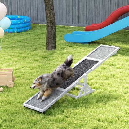US Local Wooden Dog Agility Seesaw For Training And Exercise, Weather Resistant, 83 L X 16 W X 14 H, White