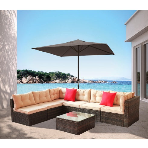 USA Local Patio Furniture Set PE Rattan Sectional Garden Furniture Corner Sofa Set
