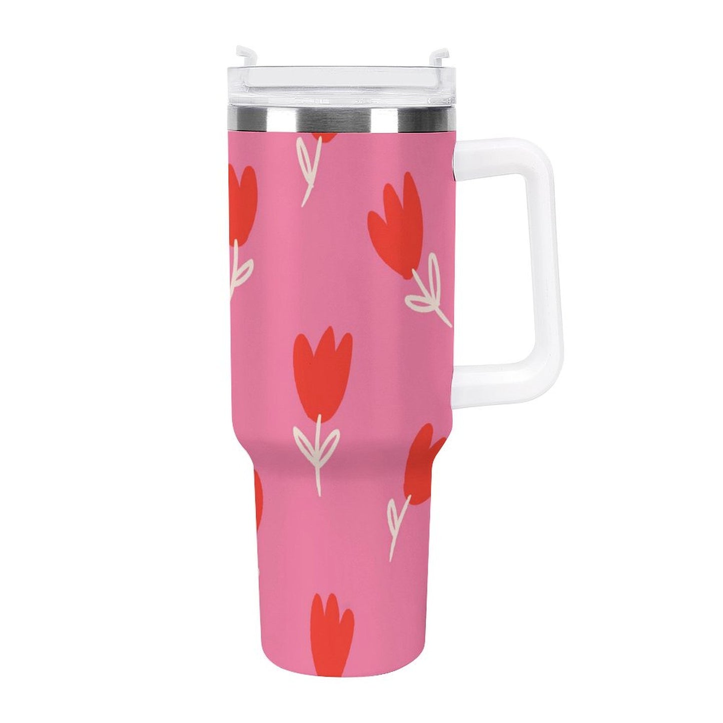 PHDT00058 POD US Local Tumbler 40 oz Large Capacity Car Cup Tulip, Red, Flower