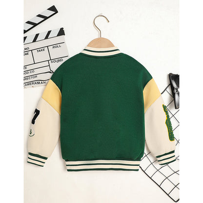 US Local Toddler Kids Girls Boy's Trendy Embroidery Letters Print Jacket Baseball Collar Sports Casual Coat Children's Wear
