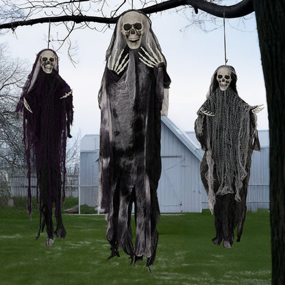 US Local 3 Pcs Hanging Skeleton Ghost, One 4.6FT And Two 3FT Halloween Hanging Decorations