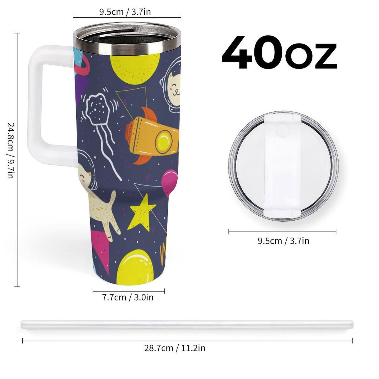 PHDT00348 POD US Local Tumbler 40 oz Large Capacity Car Cup Cosmic Planet Cat