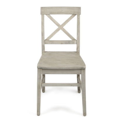 US Local Acacia Wood Dining Chairs, Light Grey Wash, 21D X 17.75W X 35.5H Inch Set Of 2