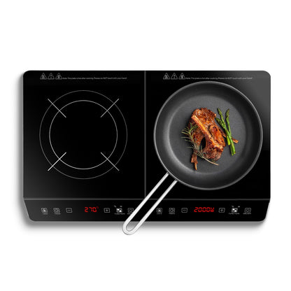 US Local 1Pc 4000W Induction Cooktop Portable Double Induction Cooker Electric Dual Burner Stove Countertop Hot Plate With 9 Power 9 Temperature 3H Timer