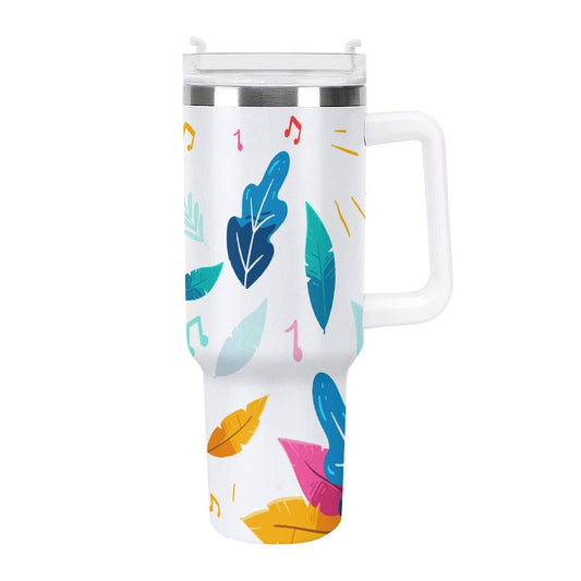 PHDT00491 POD US Local Tumbler 40oz Large Capacity Car Cup Feathers, Music