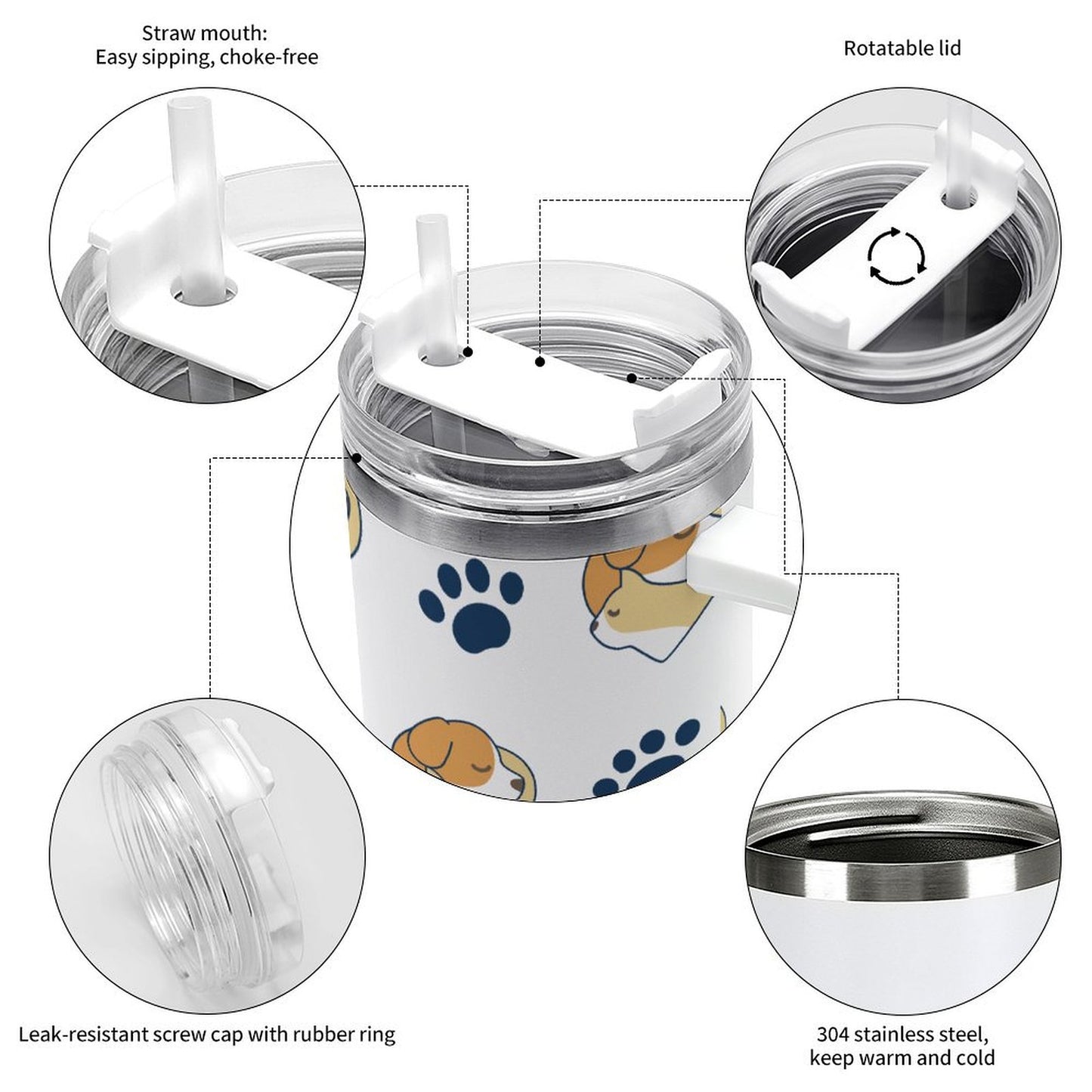 PHDT00356 POD US Local Tumbler 40 oz Large Capacity Car Cup Dog Cat Love Pet Paw