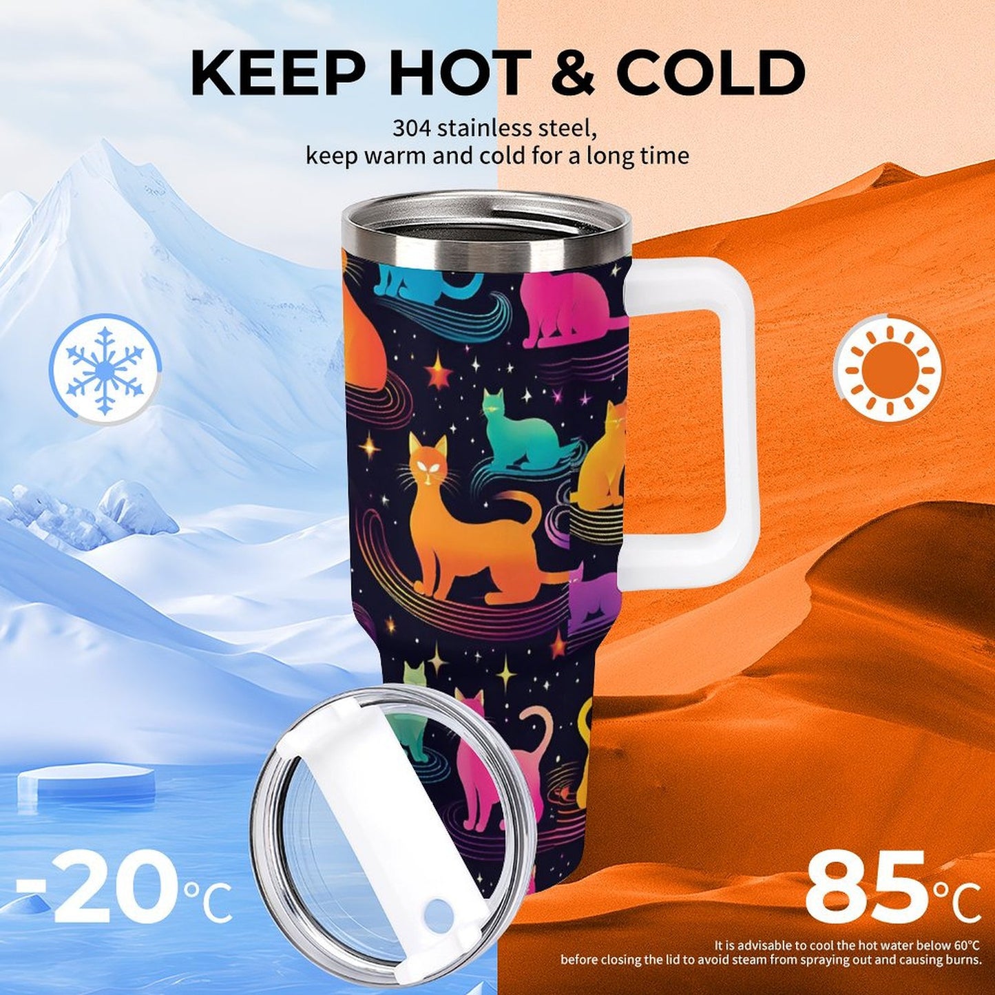 PHDT00203 POD US Local Tumbler 40 oz Large Capacity Car Cup Cat