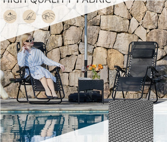 US Local Set Of 2 Zero Cravity Lounge Chairs,Outdoor Patio Folding Recliners For Pool Beach With Pillow And Cup Holder